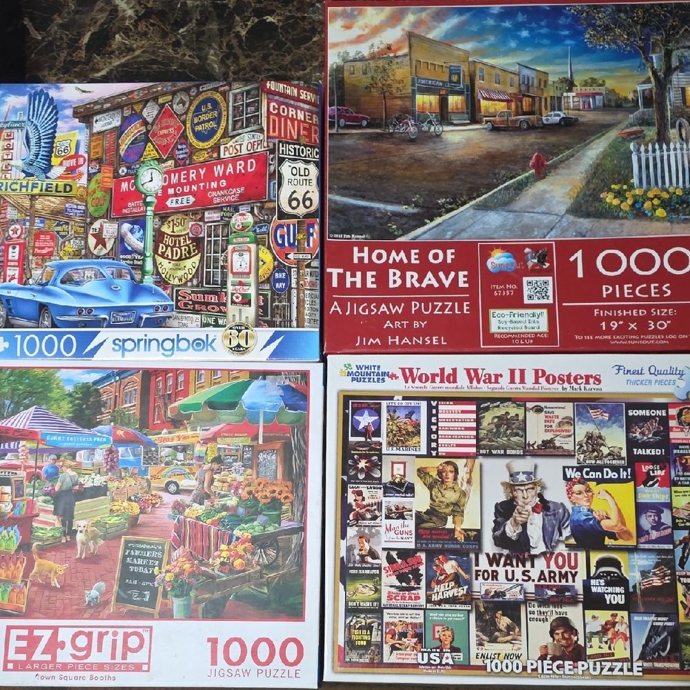 4 Jigsaw Puzzle Lot - 1000 Pieces